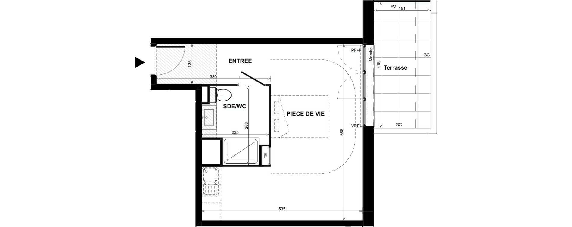 Appartement T1 de 31,95 m2 &agrave; Colomiers Centre