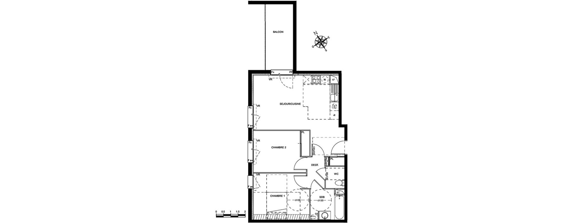 Appartement T3 de 59,28 m2 &agrave; Colomiers Les fenassiers