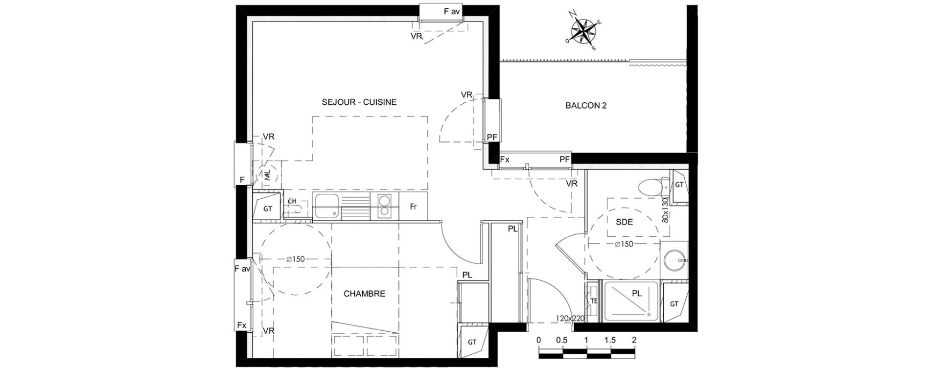 Appartement T2 de 44,92 m2 &agrave; Colomiers Les fenassiers