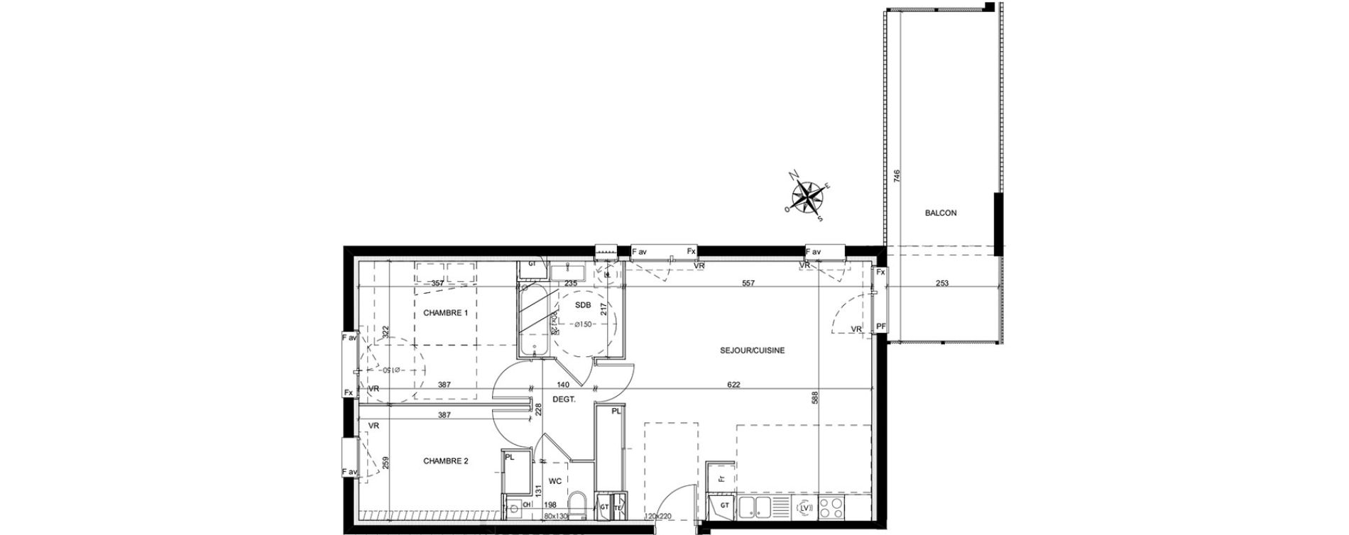 Appartement T3 de 65,59 m2 &agrave; Colomiers Les fenassiers