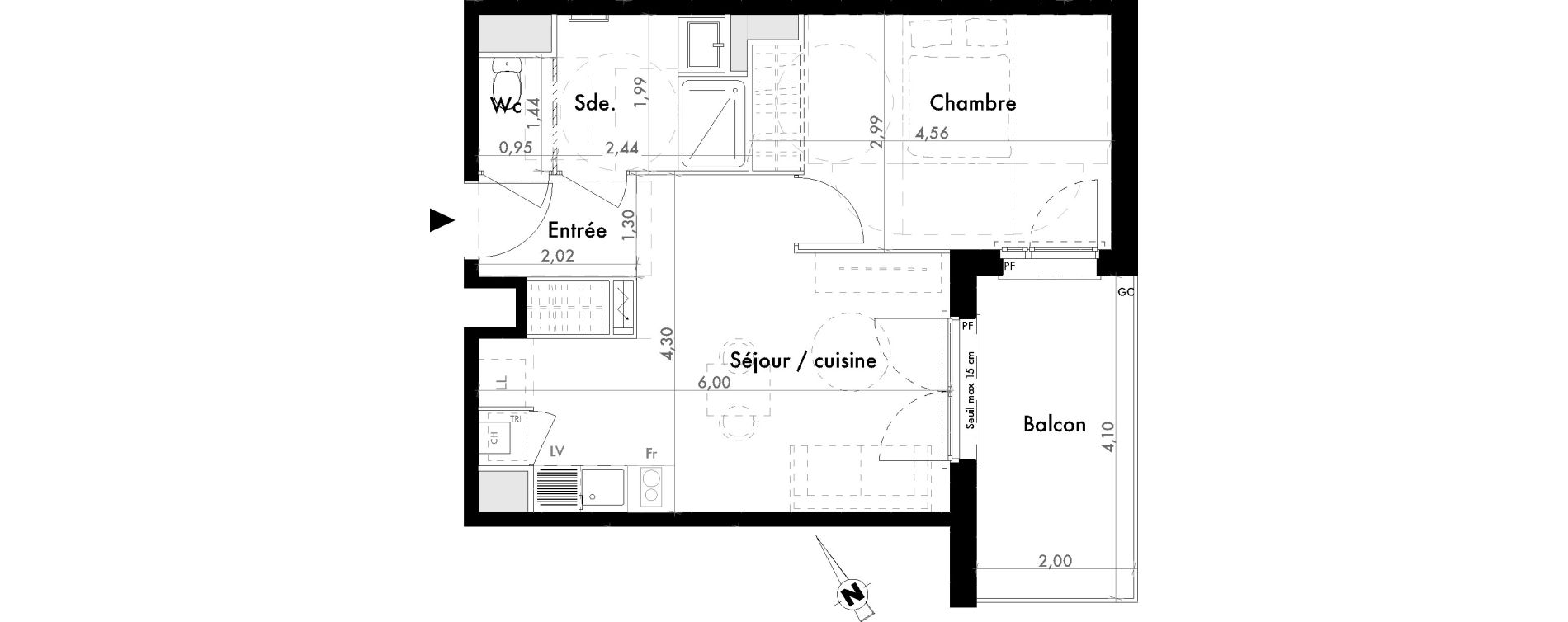 Appartement T2 de 41,32 m2 &agrave; Colomiers Les ramassiers