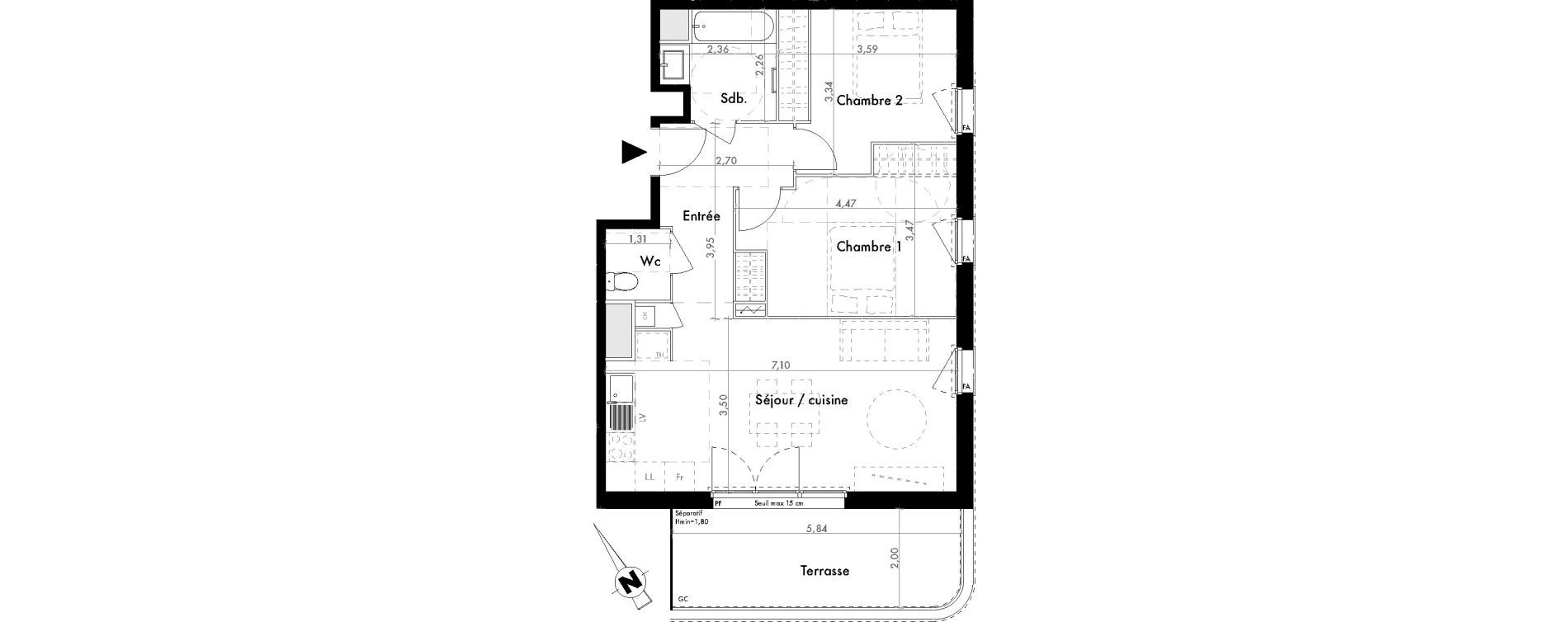 Appartement T3 de 61,41 m2 &agrave; Colomiers Les ramassiers