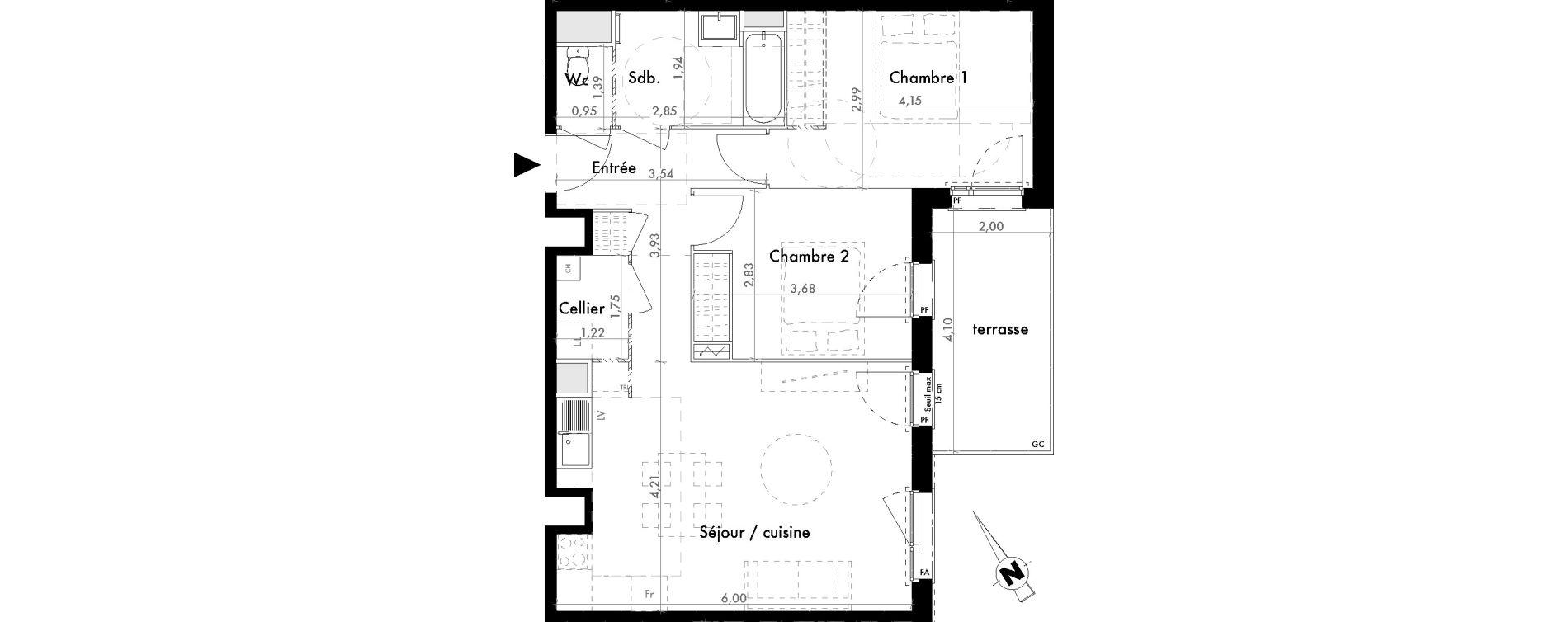 Appartement T3 de 63,29 m2 &agrave; Colomiers Les ramassiers