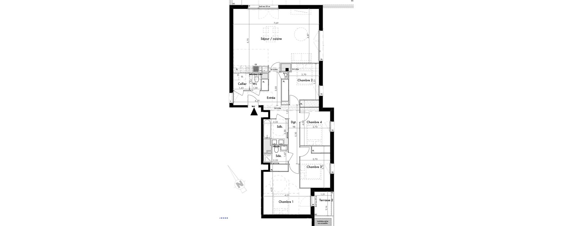 Appartement T5 de 115,36 m2 &agrave; Colomiers Les ramassiers