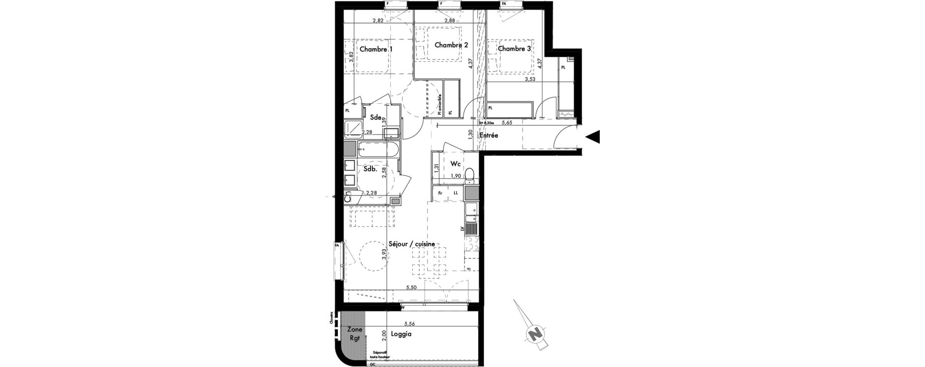 Appartement T4 de 82,10 m2 &agrave; Colomiers Les ramassiers