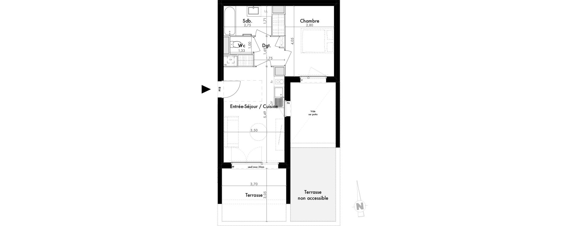 Appartement T2 de 41,03 m2 &agrave; Colomiers Les ramassiers