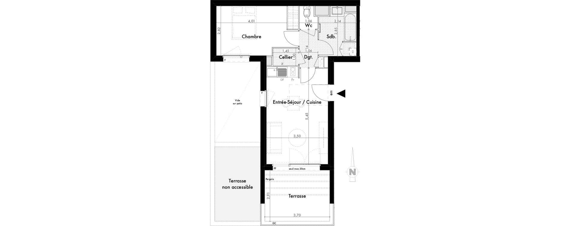 Appartement T2 de 42,04 m2 &agrave; Colomiers Les ramassiers