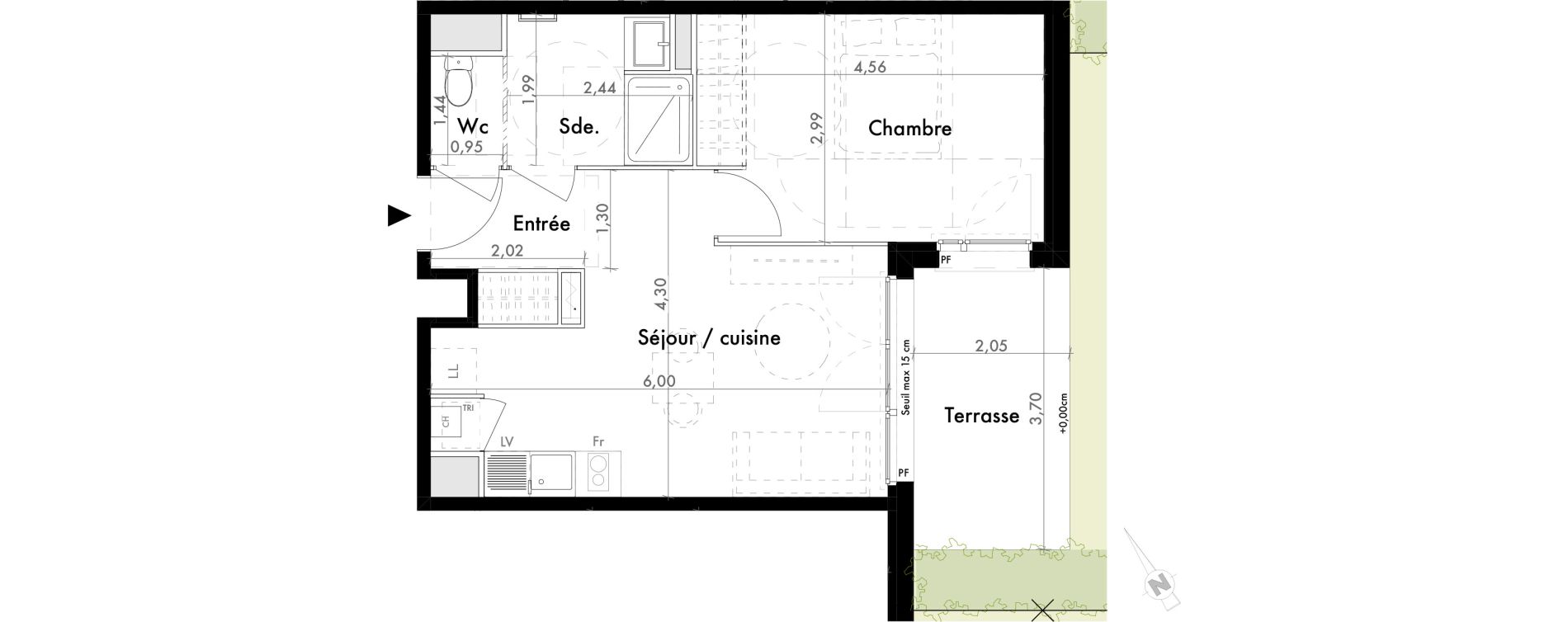 Appartement T2 de 41,56 m2 &agrave; Colomiers Les ramassiers