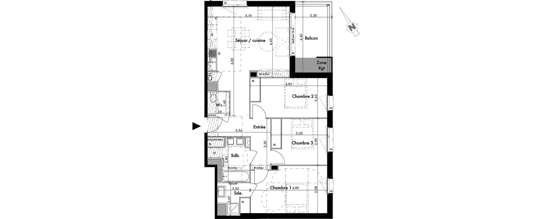 Appartement T4 de 81,23 m2 &agrave; Colomiers Les ramassiers
