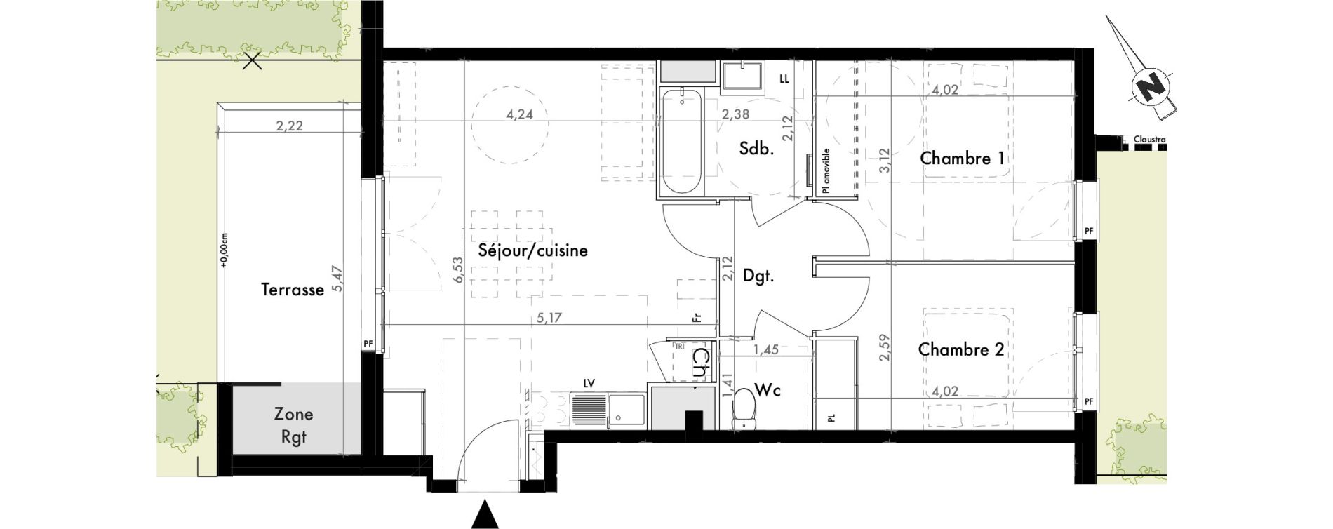 Appartement T3 de 60,91 m2 &agrave; Colomiers Les ramassiers