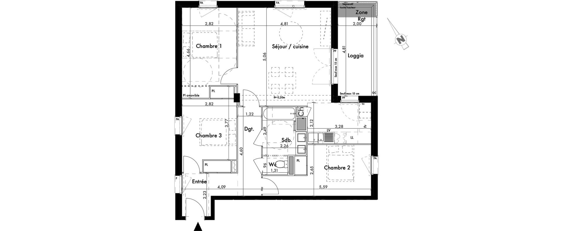 Appartement T4 de 83,15 m2 &agrave; Colomiers Les ramassiers