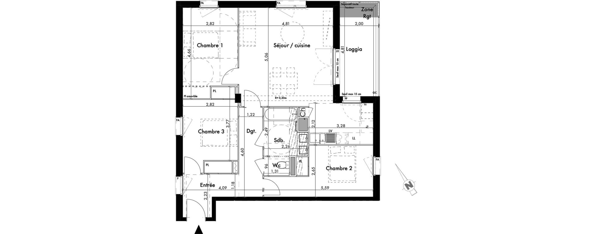 Appartement T4 de 83,15 m2 &agrave; Colomiers Les ramassiers