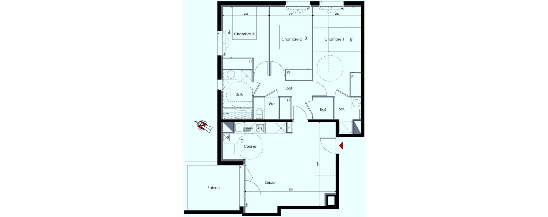 Appartement T4 de 80,10 m2 &agrave; Colomiers Les ramassiers