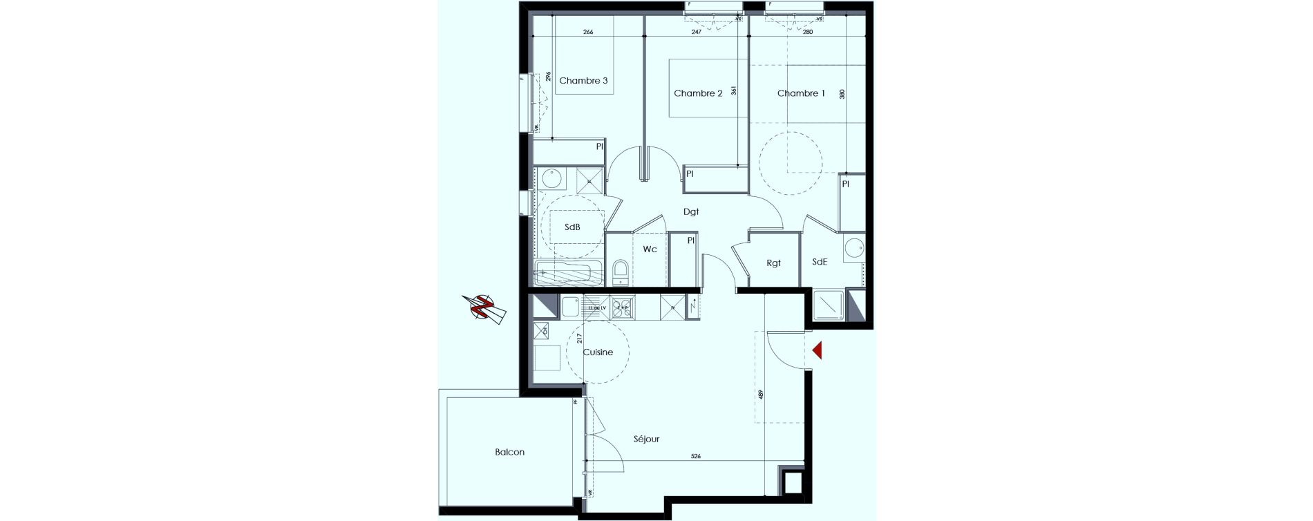 Appartement T4 de 80,10 m2 &agrave; Colomiers Les ramassiers