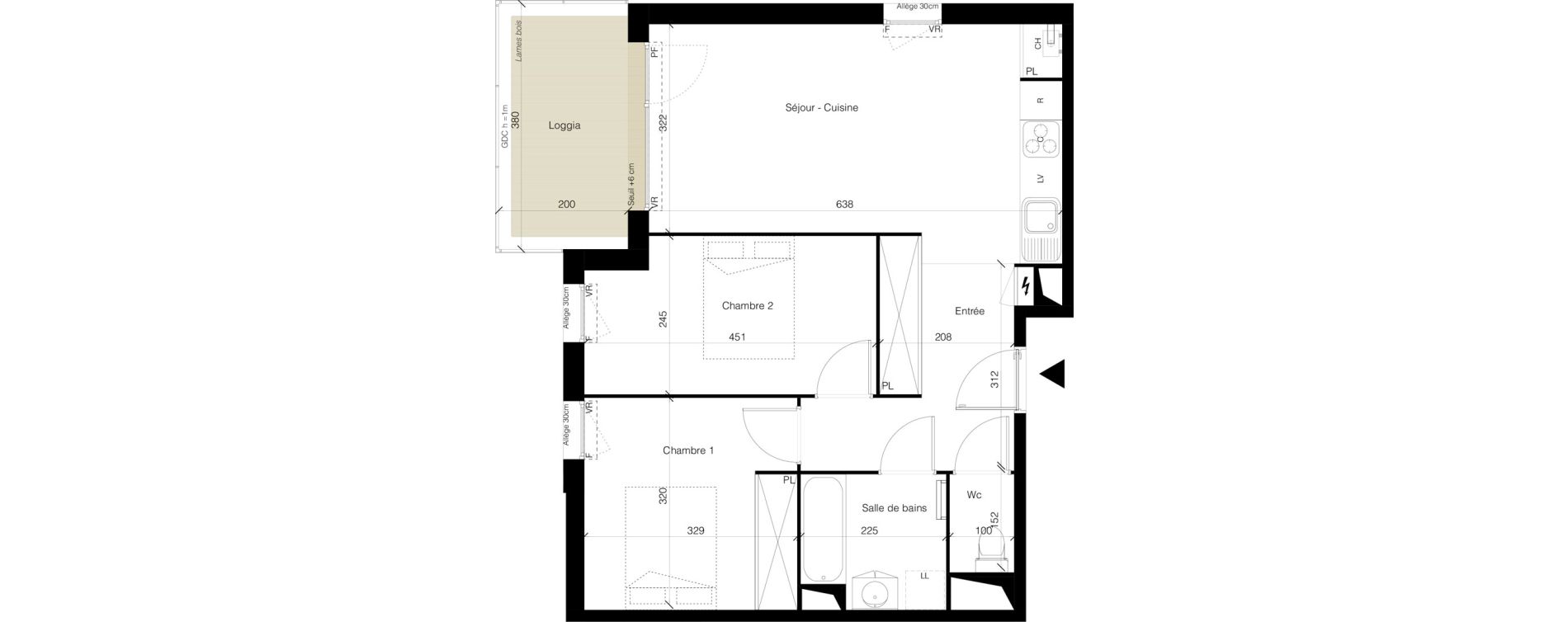 Appartement T3 de 57,07 m2 &agrave; Colomiers Les ramassiers