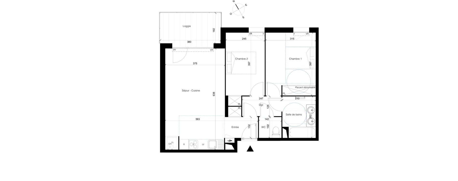 Appartement T3 de 60,06 m2 &agrave; Colomiers Les ramassiers