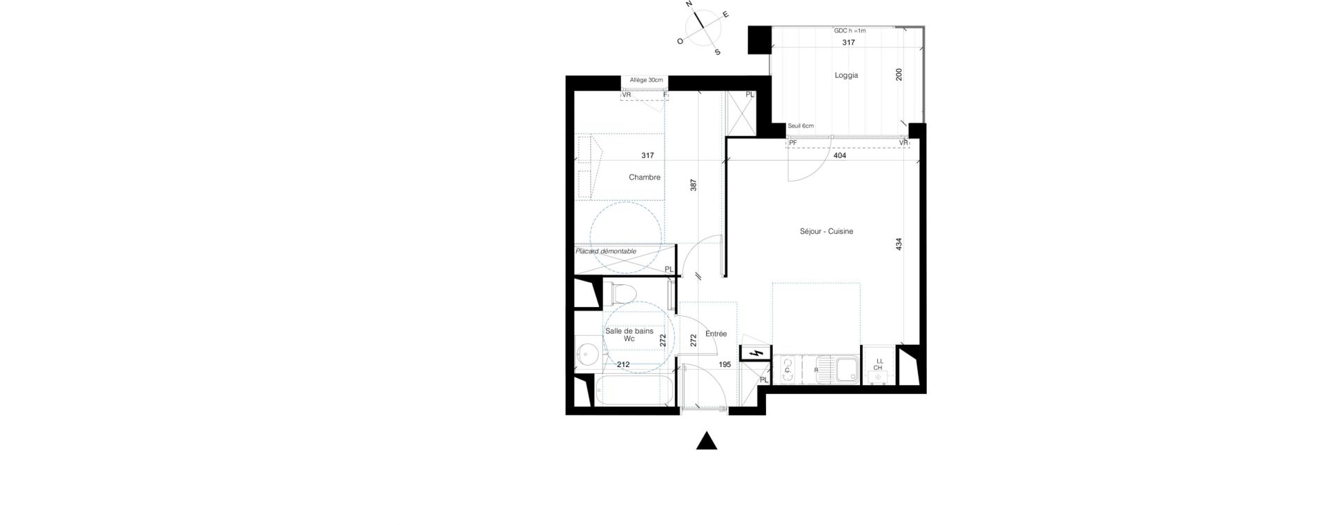 Appartement T2 de 41,28 m2 &agrave; Colomiers Les ramassiers