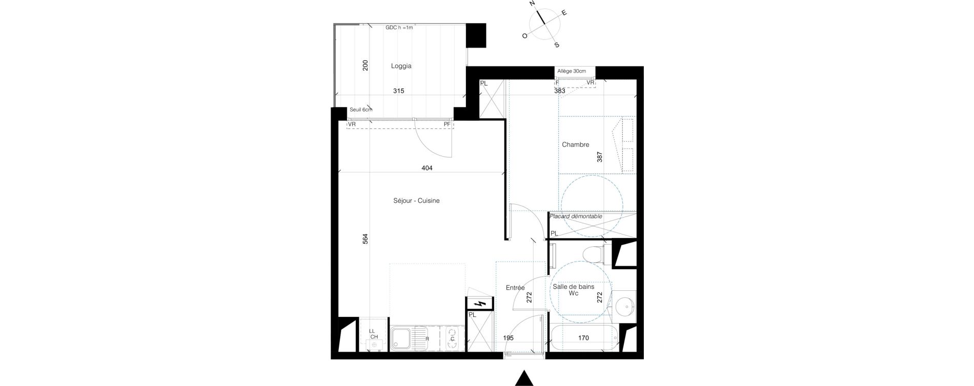 Appartement T2 de 42,78 m2 &agrave; Colomiers Les ramassiers