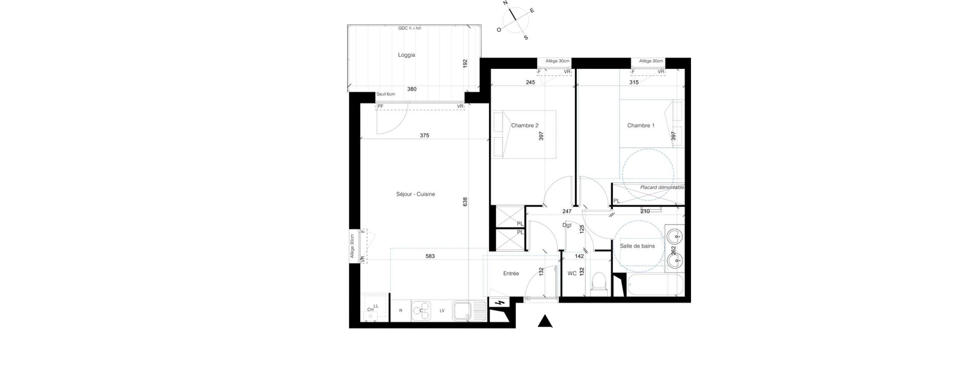 Appartement T3 de 60,06 m2 &agrave; Colomiers Les ramassiers