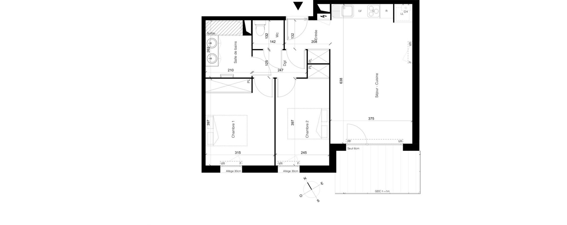 Appartement T3 de 60,24 m2 &agrave; Colomiers Les ramassiers