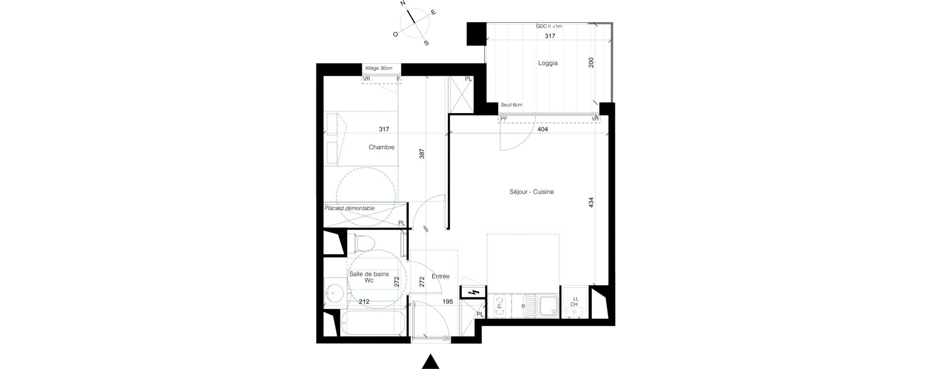 Appartement T2 de 41,28 m2 &agrave; Colomiers Les ramassiers