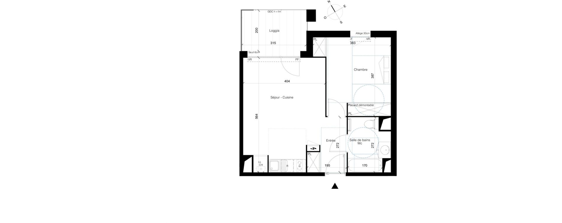 Appartement T2 de 42,78 m2 &agrave; Colomiers Les ramassiers