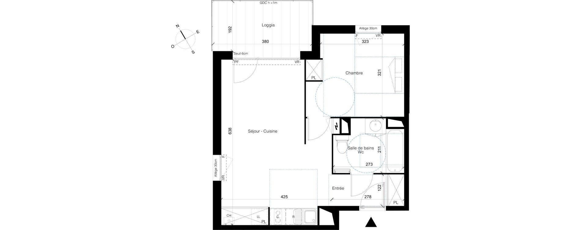 Appartement T2 de 44,23 m2 &agrave; Colomiers Les ramassiers
