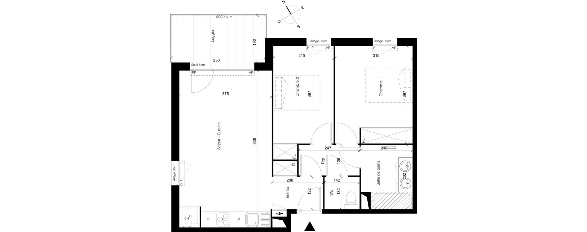 Appartement T3 de 60,24 m2 &agrave; Colomiers Les ramassiers