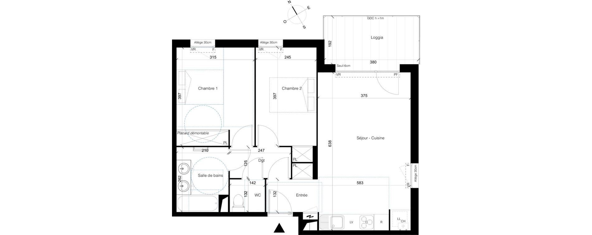 Appartement T3 de 60,06 m2 &agrave; Colomiers Les ramassiers