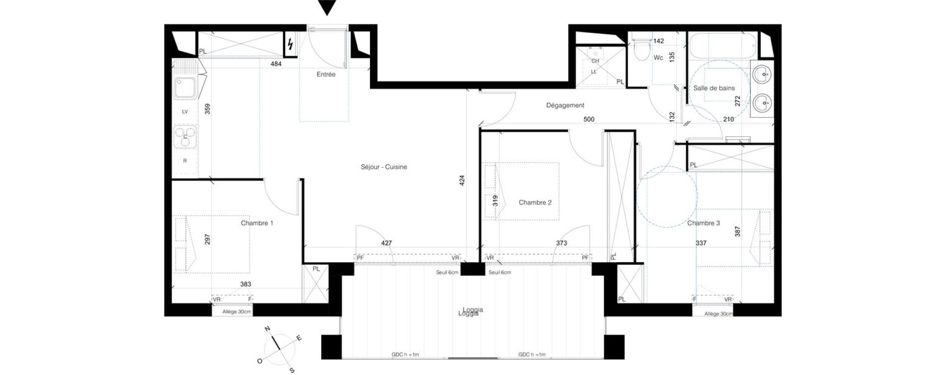 Appartement T4 de 80,50 m2 &agrave; Colomiers Les ramassiers