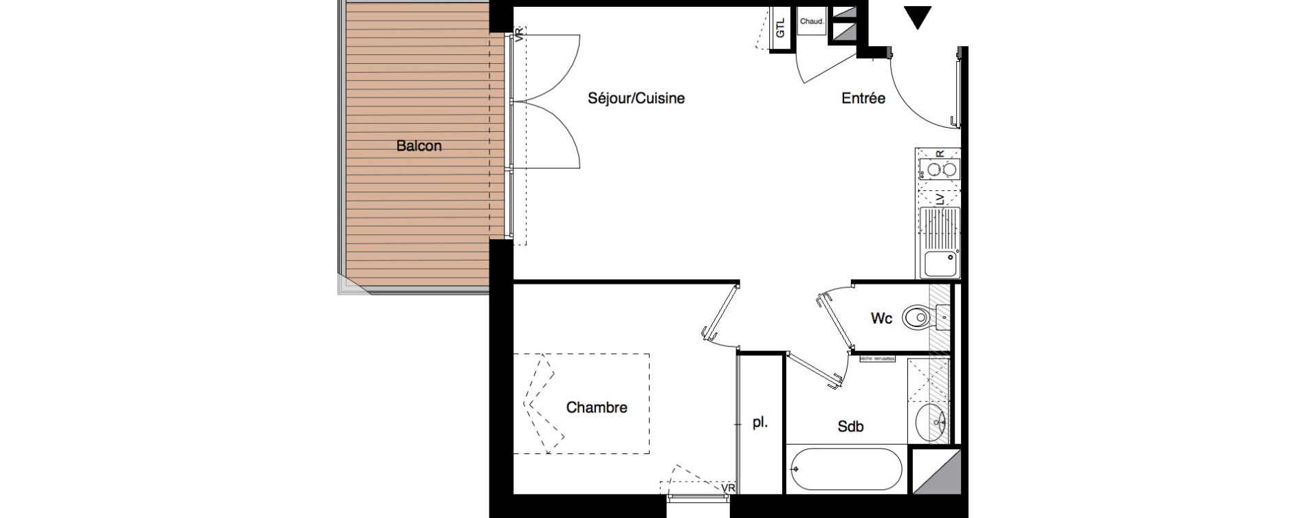 Appartement T2 de 40,05 m2 &agrave; Colomiers Centre