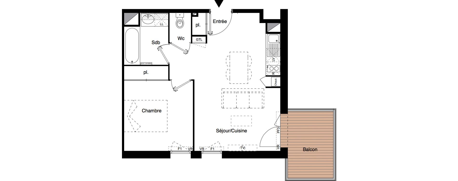Appartement T2 de 40,10 m2 &agrave; Colomiers Centre