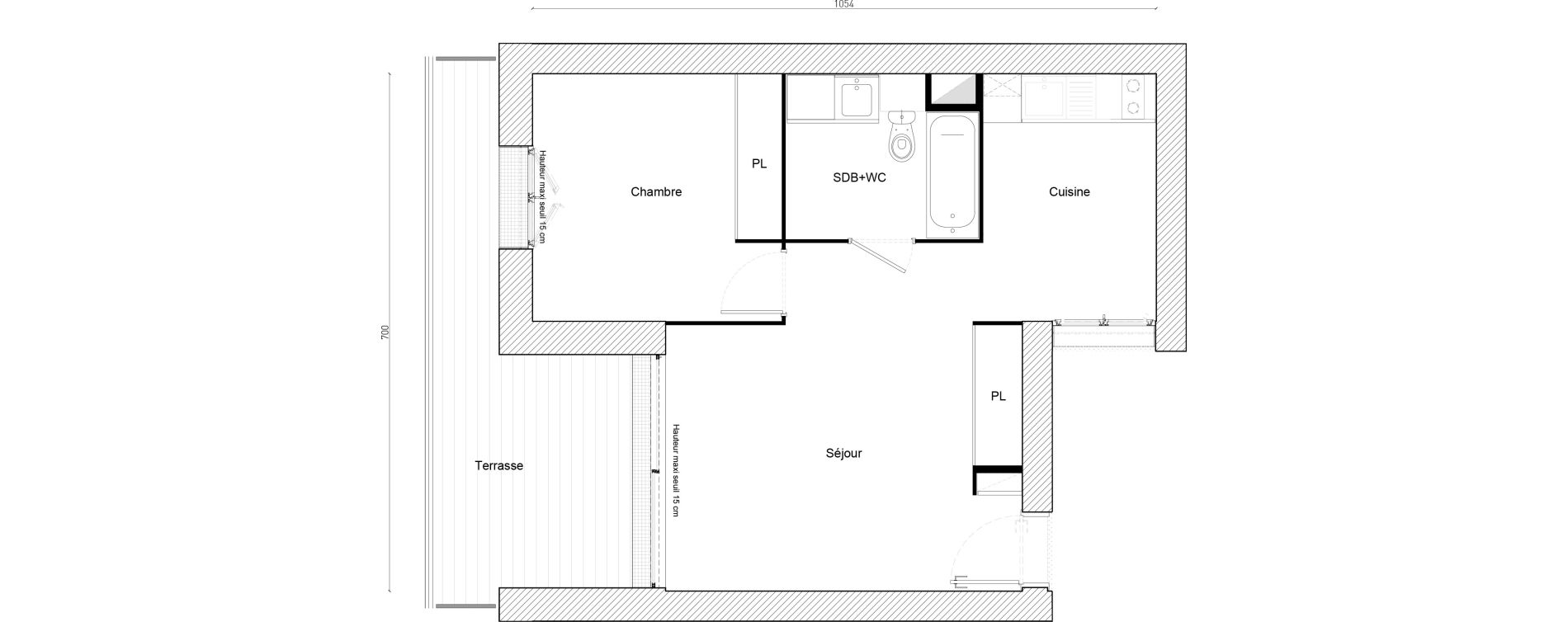 Appartement T2 de 44,60 m2 &agrave; Cornebarrieu Monges croix du sud
