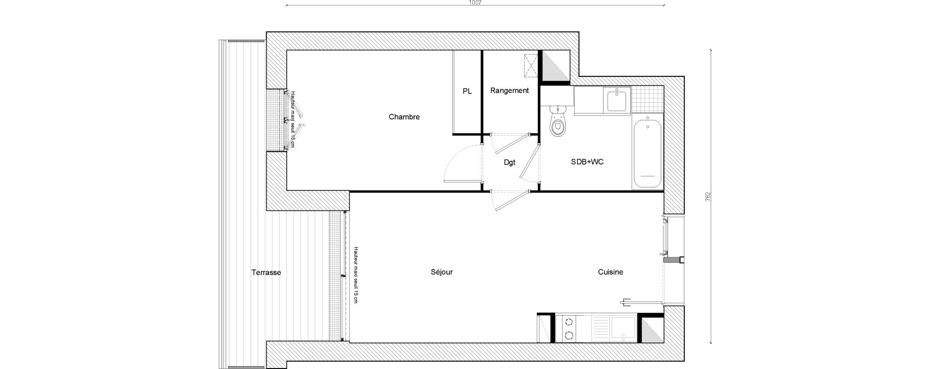 Appartement T2 de 46,25 m2 &agrave; Cornebarrieu Monges croix du sud
