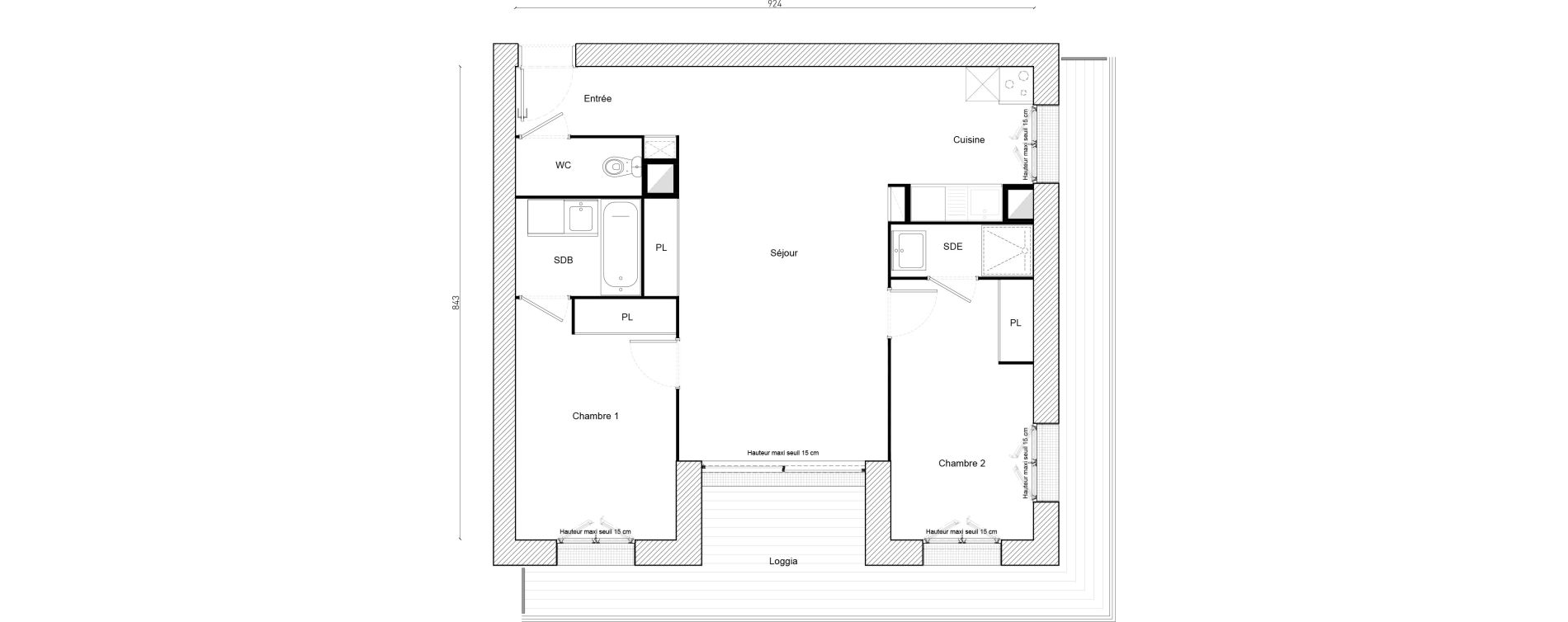 Appartement T3 de 69,75 m2 &agrave; Cornebarrieu Monges croix du sud