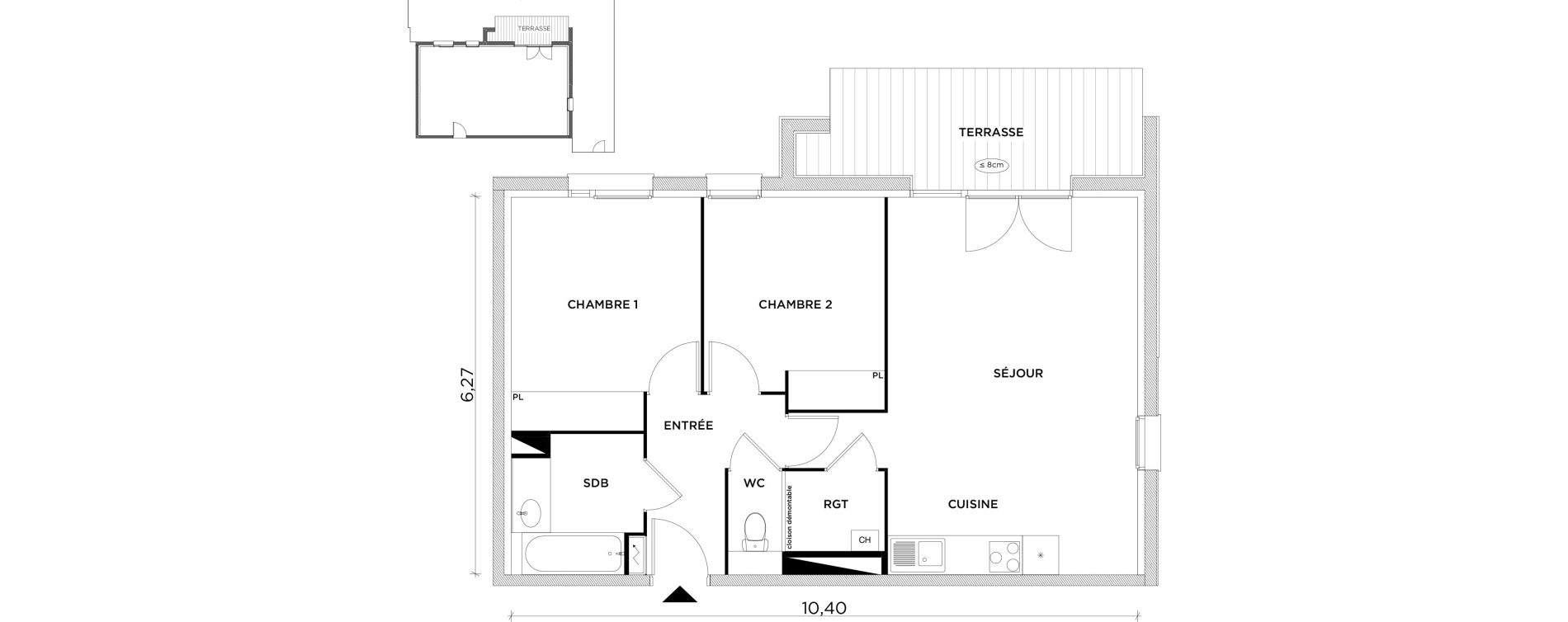 Appartement T3 de 62,81 m2 &agrave; Cornebarrieu Centre