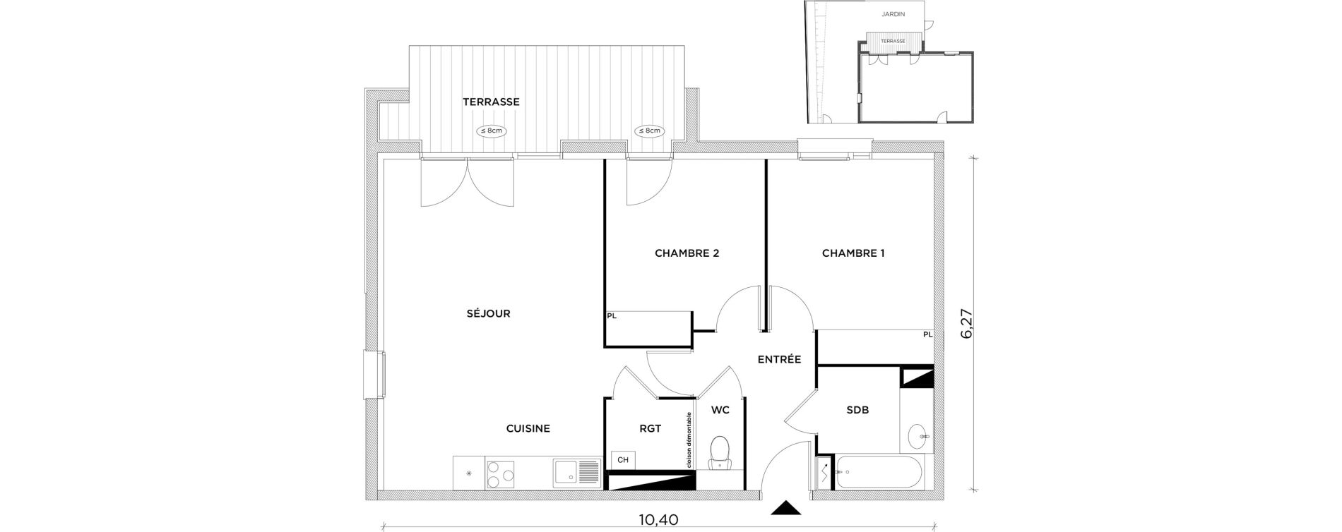 Appartement T3 de 62,85 m2 &agrave; Cornebarrieu Centre