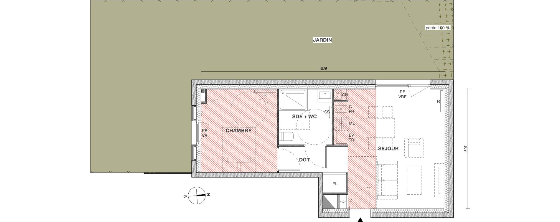 Appartement T2 de 43,92 m2 &agrave; Cornebarrieu Monges croix du sud