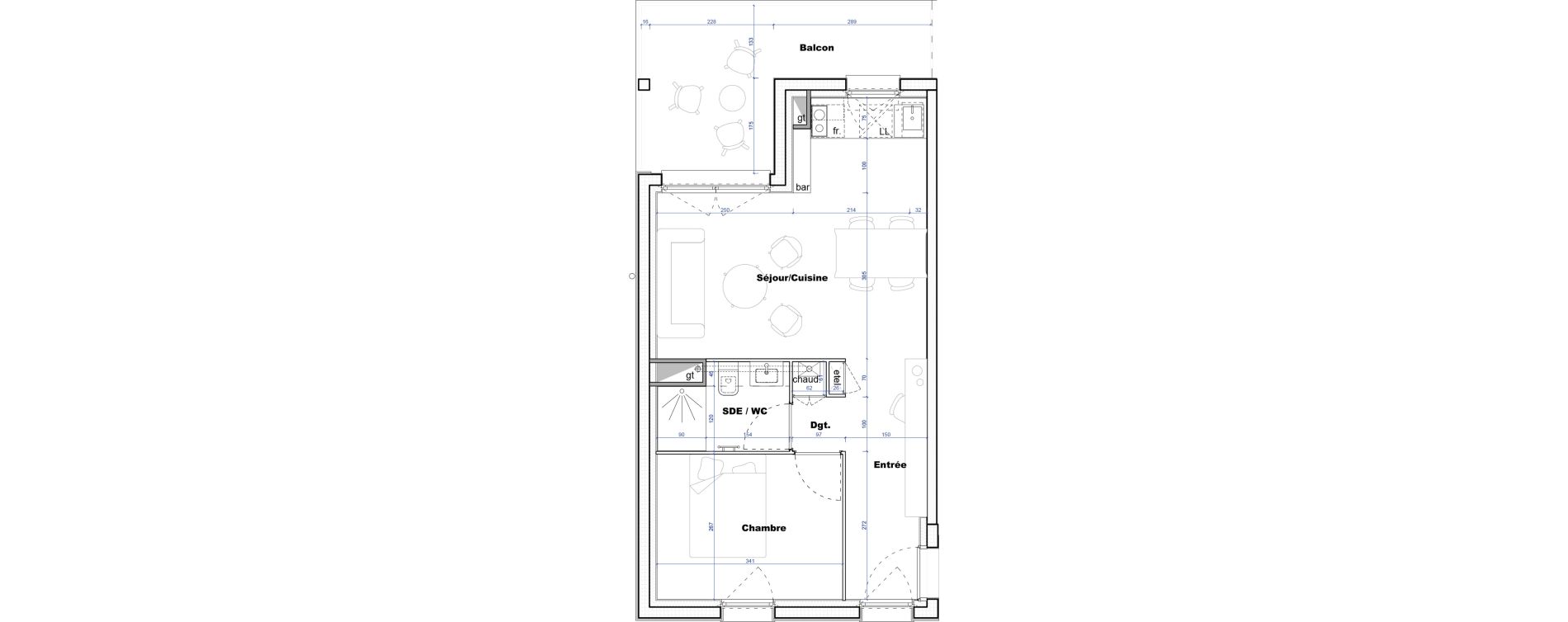 Appartement T2 de 40,00 m2 &agrave; Cornebarrieu Monges croix du sud