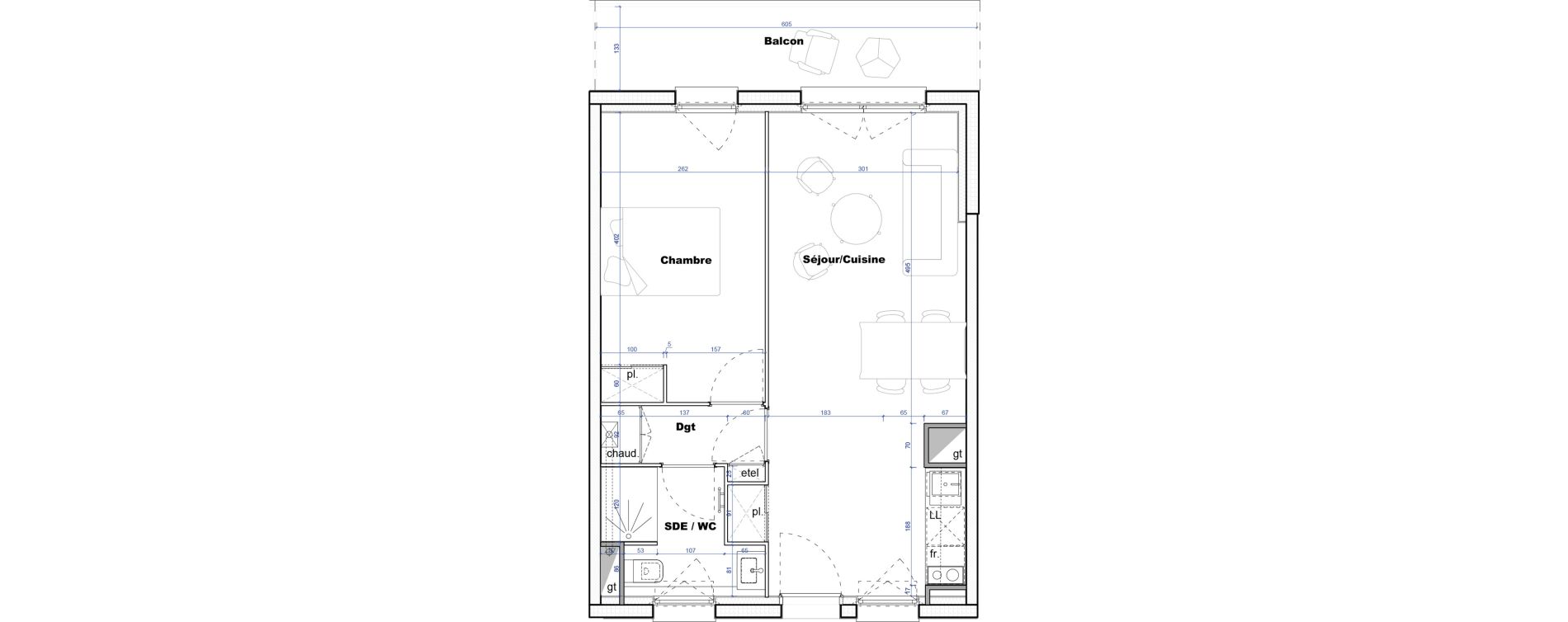 Appartement T2 de 42,92 m2 &agrave; Cornebarrieu Monges croix du sud