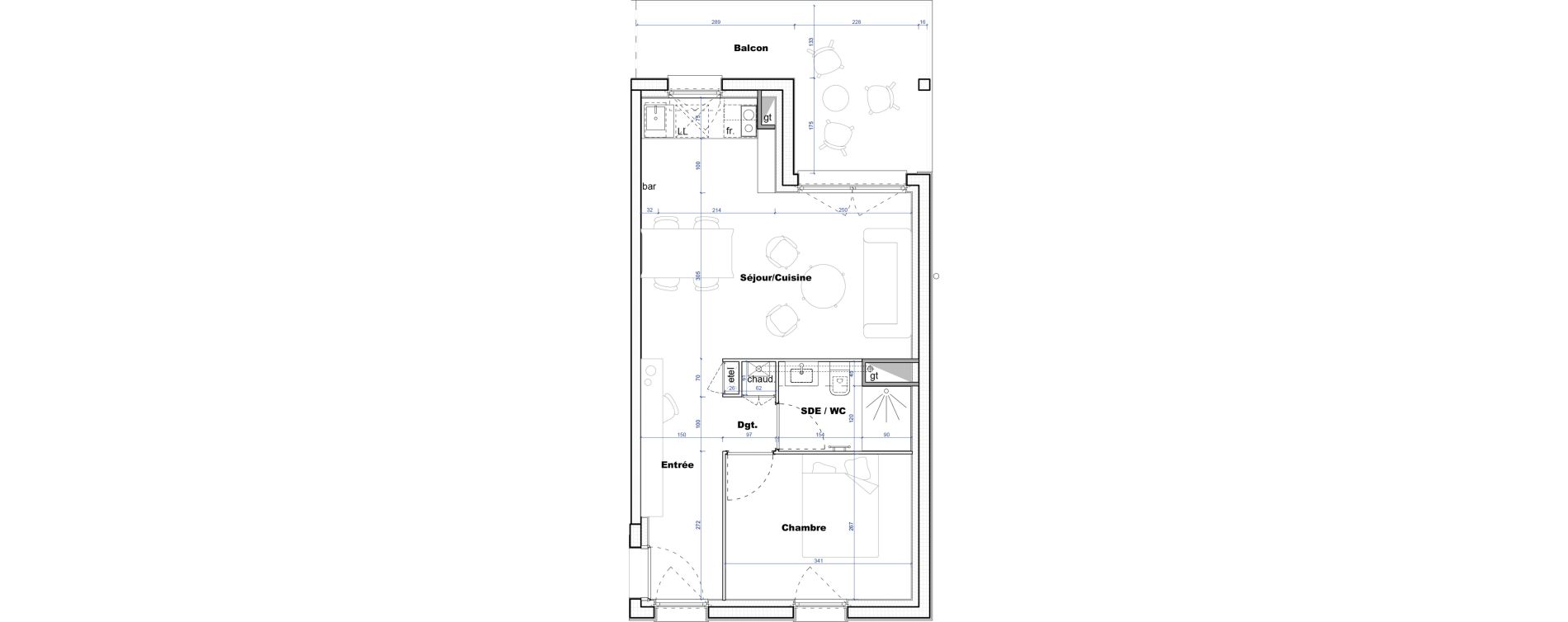 Appartement T2 de 40,00 m2 &agrave; Cornebarrieu Monges croix du sud