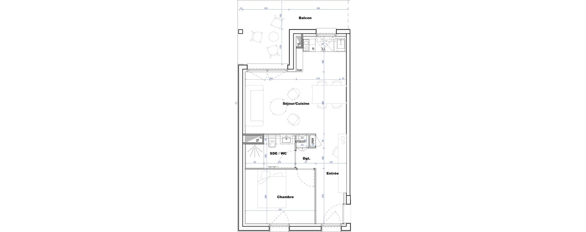 Appartement T2 de 40,00 m2 &agrave; Cornebarrieu Monges croix du sud