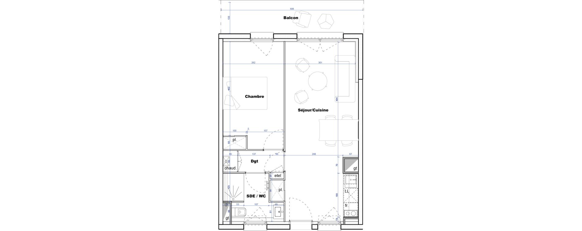 Appartement T2 de 42,92 m2 &agrave; Cornebarrieu Monges croix du sud