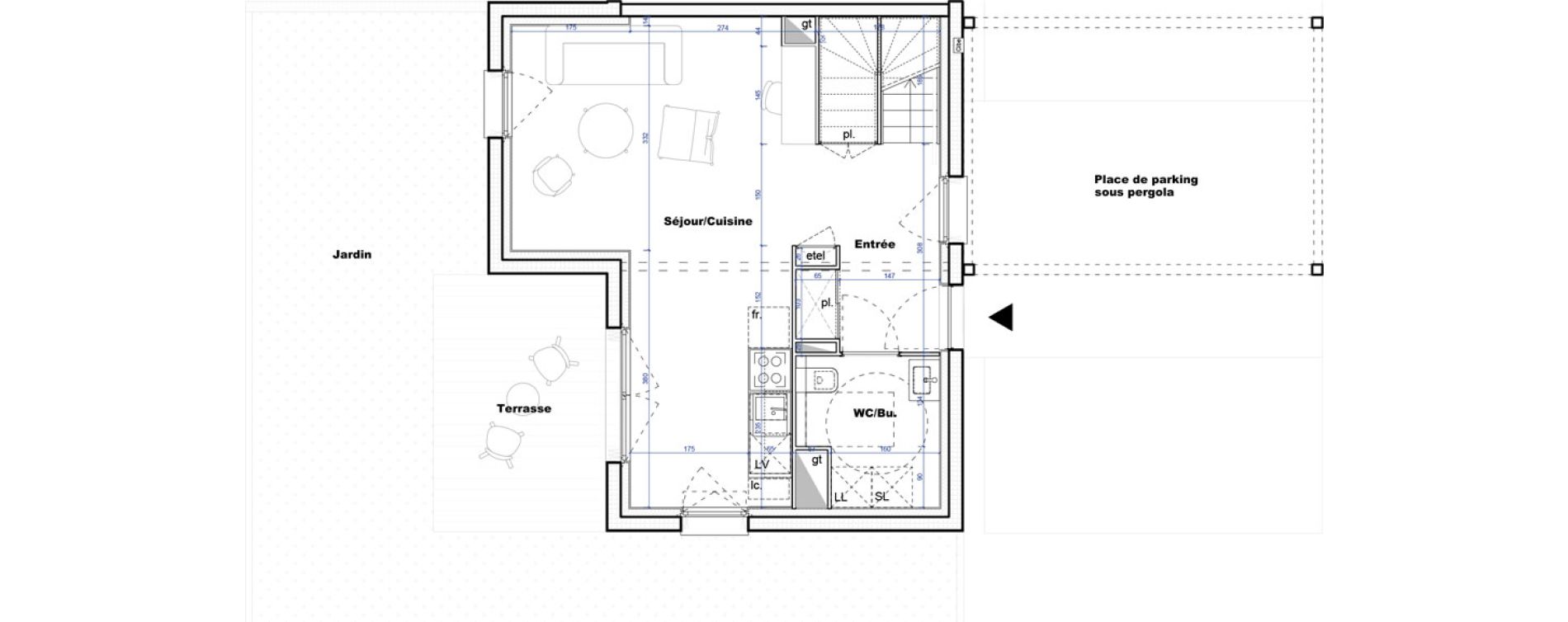 Maison T3 de 69,79 m2 &agrave; Cornebarrieu Monges croix du sud