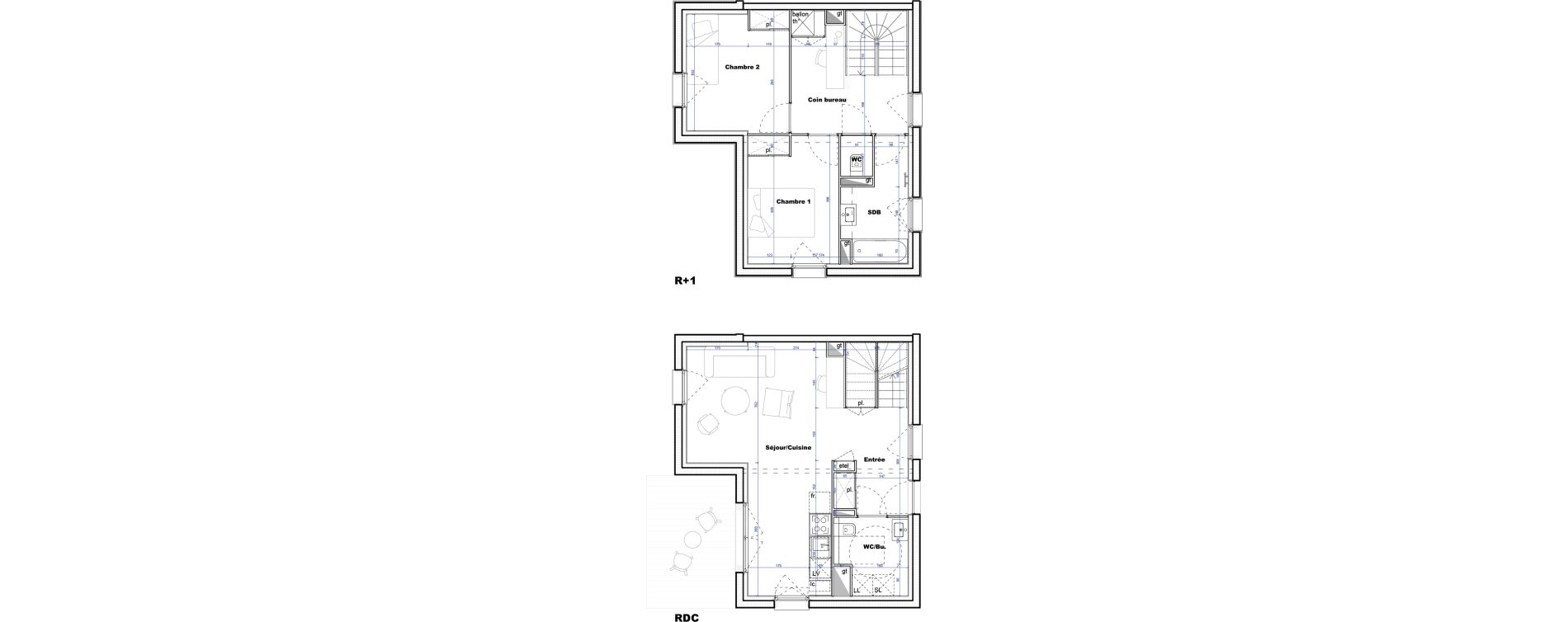 Maison T3 de 69,79 m2 &agrave; Cornebarrieu Monges croix du sud