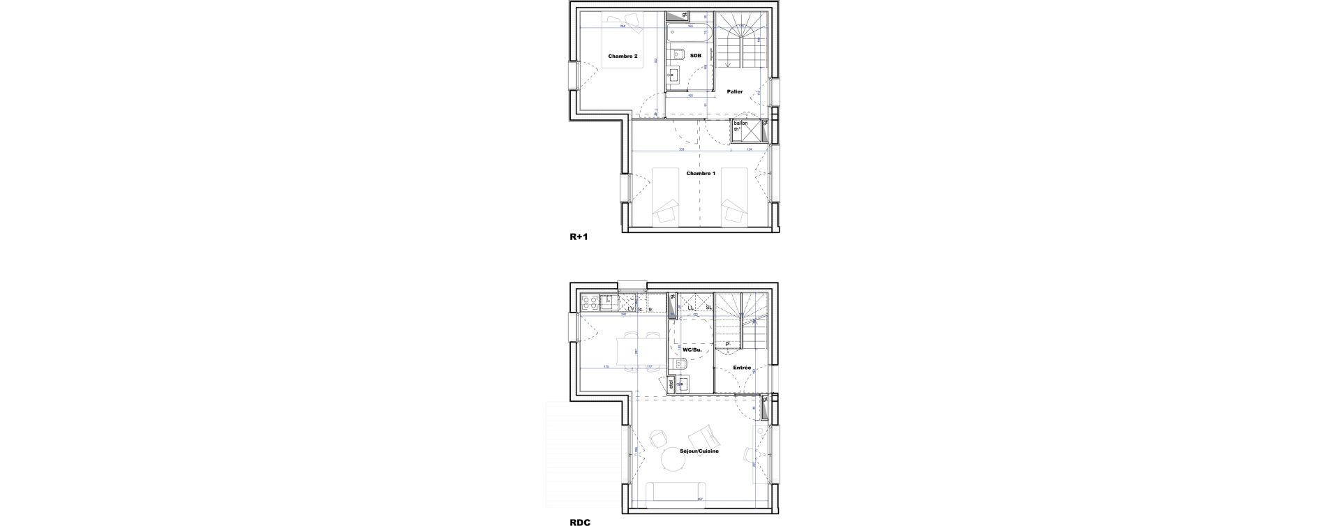 Maison T3 de 70,61 m2 &agrave; Cornebarrieu Monges croix du sud