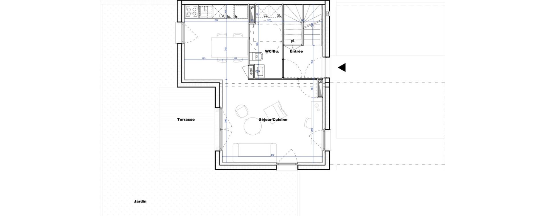 Maison T3 de 71,05 m2 &agrave; Cornebarrieu Monges croix du sud