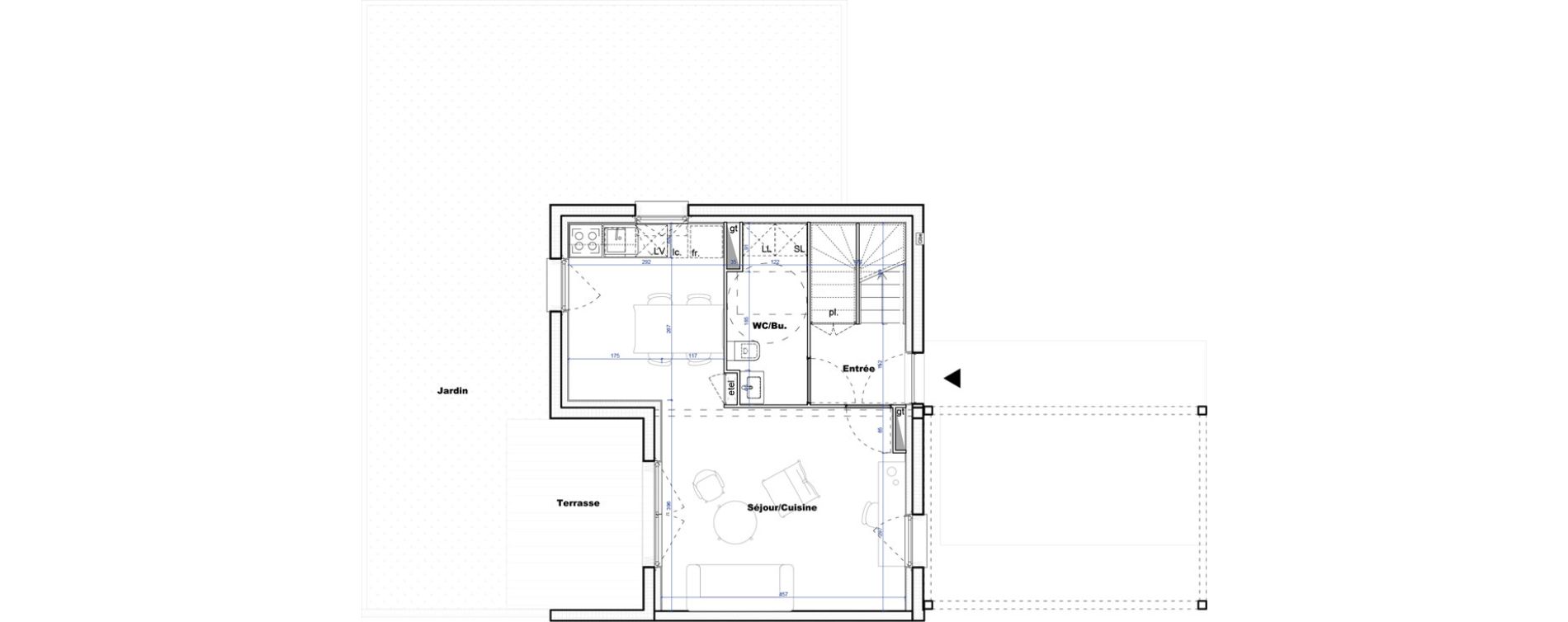 Maison T3 de 70,61 m2 &agrave; Cornebarrieu Monges croix du sud