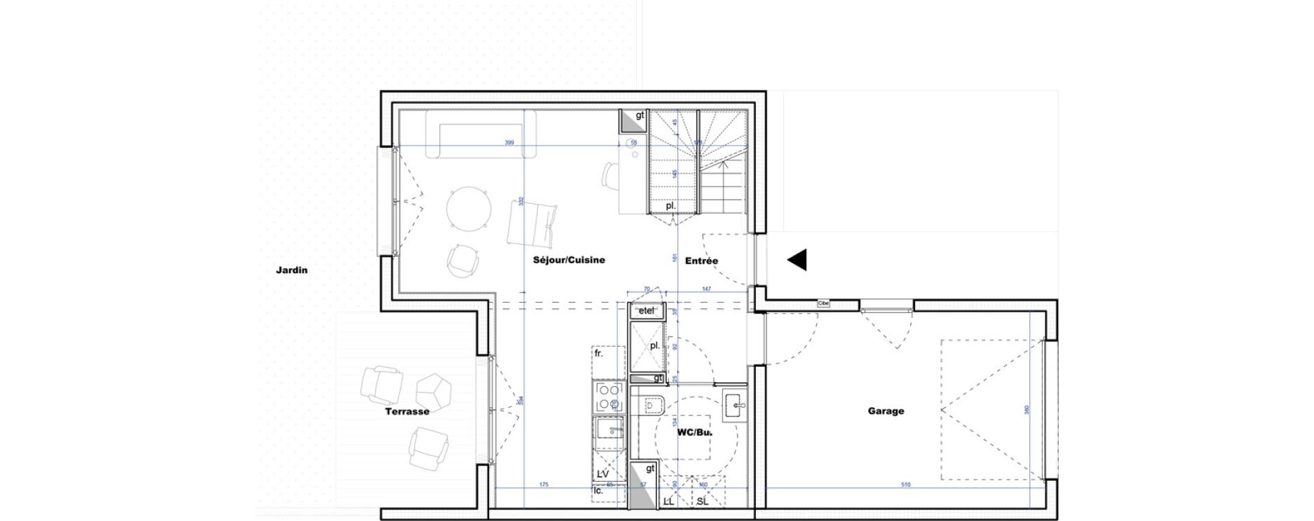 Maison T4 de 87,06 m2 &agrave; Cornebarrieu Monges croix du sud