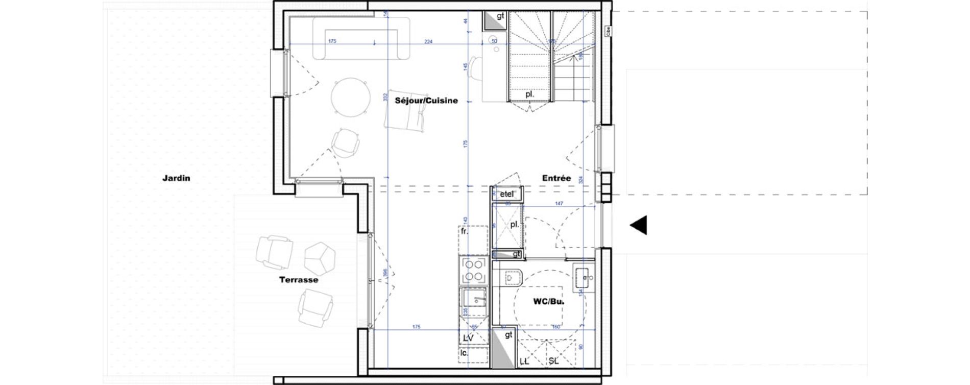 Maison T3 de 71,28 m2 &agrave; Cornebarrieu Monges croix du sud